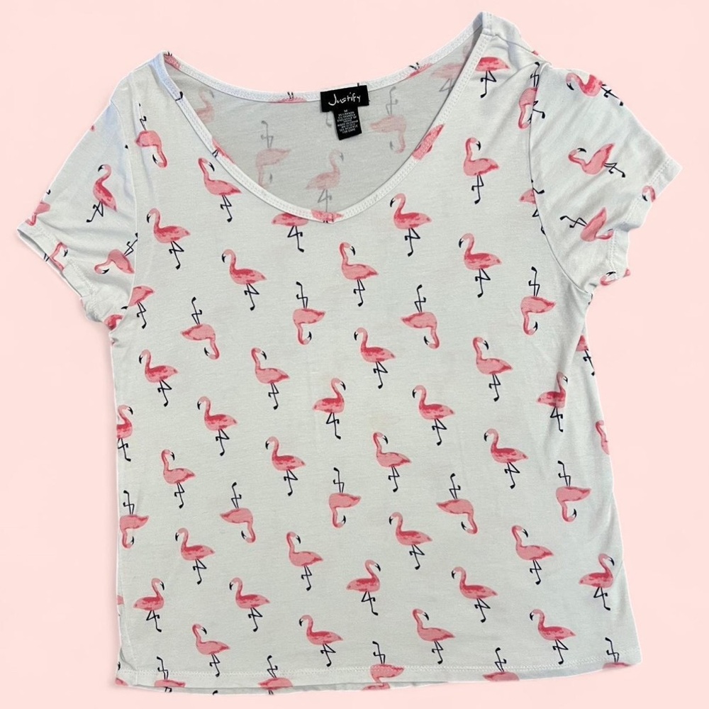 🚫 Flamingo Print T-Shirt - size Medium